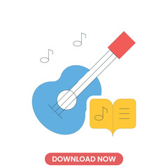 Guitar icon vector illustration. Music concept vector design. Perfect for web and mobile UIUX. Modern, minimalistic vector style. Ideal for app interfaces, website elements