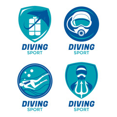 Set of Collection Diving Emblem Idea Design Template for Tournament and Club