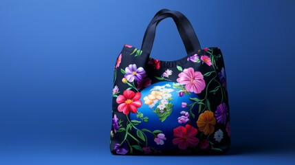 A cloth bag mockup showcasing a design of lush forests with animals roaming freely, highlighting biodiversity.