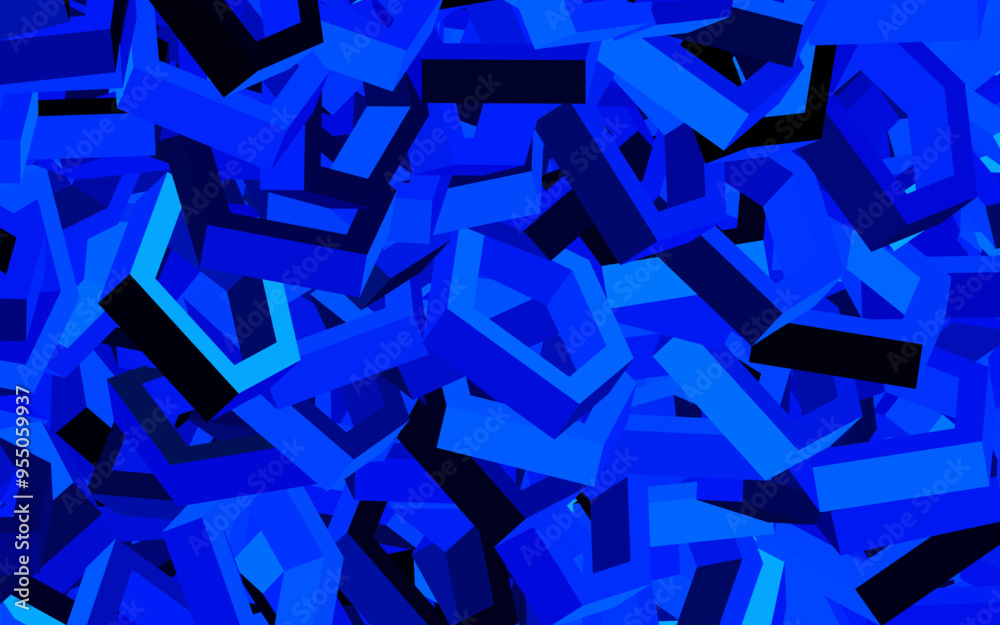 Wall mural dark blue vector background with set of hexagons.