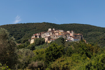 Fototapeta premium The Italian vintage borgo village with traditional red tiles roofs, Forte dei Marmi