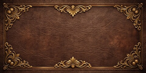 A rich, dark brown leather background with a subtle, embossed border featuring an elegant, intricate design, perfect for luxury or vintage-themed designs and layouts.