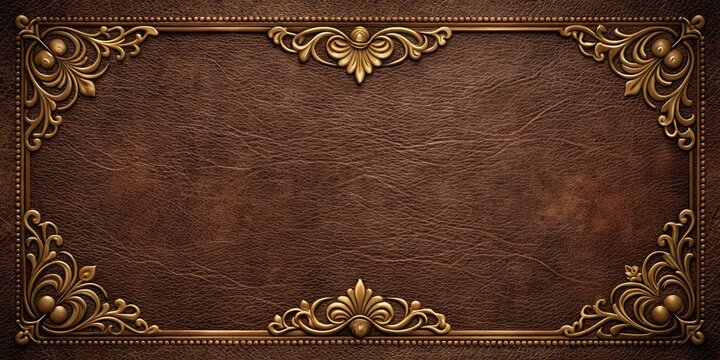 A rich, dark brown leather background with a subtle, embossed border featuring an elegant, intricate design, perfect for luxury or vintage-themed designs and layouts.