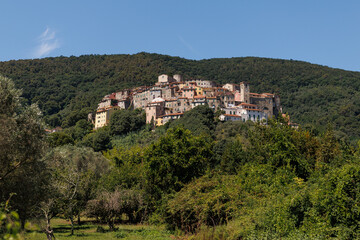Fototapeta premium The Italian vintage borgo village with traditional red tiles roofs, Forte dei Marmi