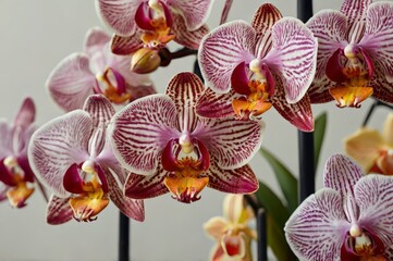 Several orchids with beautiful and delicate flowers.