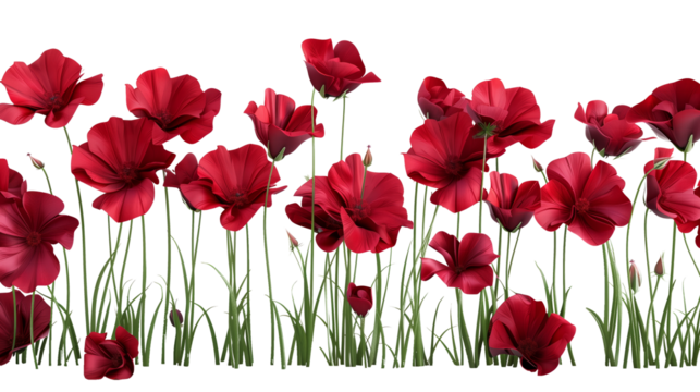 Red flowers on isolated transparent background - Powered by Adobe