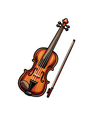 Vector illustration of a violin with a bow.