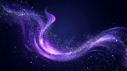 Ethereal Lavender Light Effect Vector Set on Dark Indigo Background with Swirls, Dots, and Celestial Glimmers