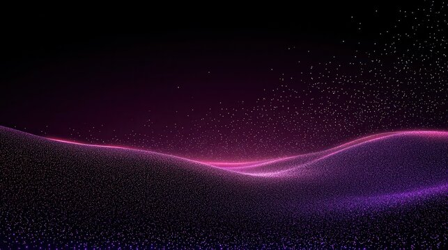 The backdrop features a smooth gradient with flowing waves highlighted in vibrant pink and purple hues, creating a tranquil atmosphere