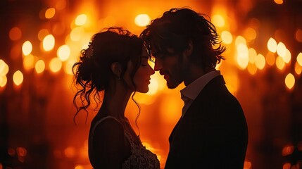 Romantic Valentine's Day Dance: Couple in Candlelit Affection