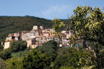 Obraz premium The Italian vintage borgo village with traditional red tiles roofs, Forte dei Marmi