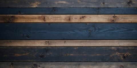 Naklejka premium Retro horizontal wooden boards in dark blue front view with space for design.