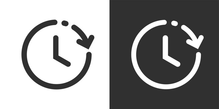 Delayed start icon vector, automatic timer clock watch simple line stroke pictogram set, fast quick period of time sign symbol image clip art
