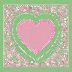 Pink heart with pink floral background, create a Valentine's Day vibe.  Design for Valentine's Day card, banner and sale promotion.