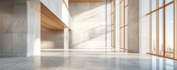 Obraz premium Skyscraper lobby under construction, grand entrance design, 3D illustration