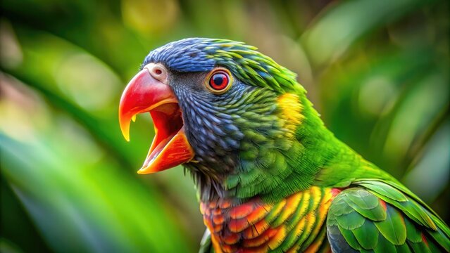 A startled parrot lets out a loud, ear-piercing scream, its vibrant green feathers ruffled, beak open wide in a dramatic display of avian angst.