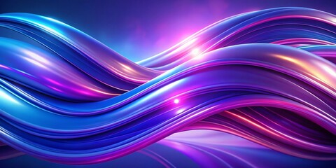 Fototapeta premium Colorful abstract waves of blue and purple light swirl gracefully against a dark background in a modern digital art composition