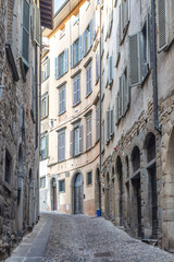 Fototapeta premium Stone street in Bergamo Upper City, Italy, Europe.