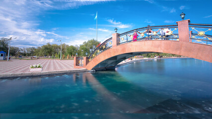 Park named after the First President of the Republic of Kazakhstan in the city of Aktobe timelapse hyperlapse.