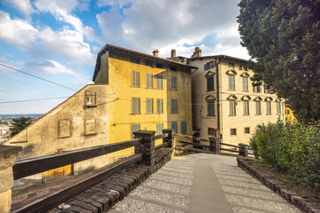 The Via alla Rocca street in Bergamo Upper City, Italy, Europe.