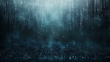 A mesmerizing display of falling lights, resembling a digital rain, creating a captivating and ethereal atmosphere.