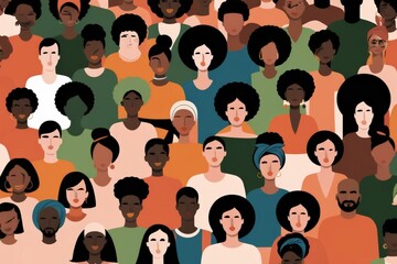 Abstract illustration of a diverse group of people of different ethnicities, cultural diversity concept.