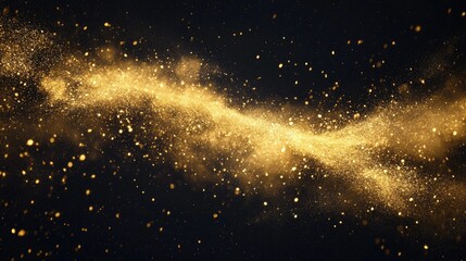 Obraz premium Abstract gold dust explosion on a dark background, creating a dramatic and festive effect
