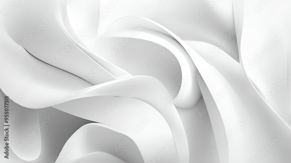 Fototapete abstract white background with a mix of soft curves and sharp angles, creating contrast.