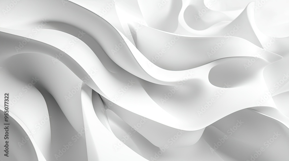 Aufkleber abstract white background with a mix of soft curves and sharp angles, creating contrast.
