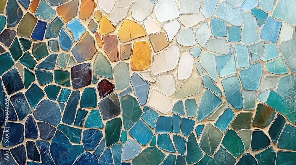Poster abstract mosaic tile pattern with a mix of textures and colors, perfect for a dynamic and artistic b