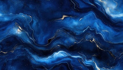 Seamless abstract marble in deep blue with silver highlights, [Abstract Background Marble], [Bold and regal]