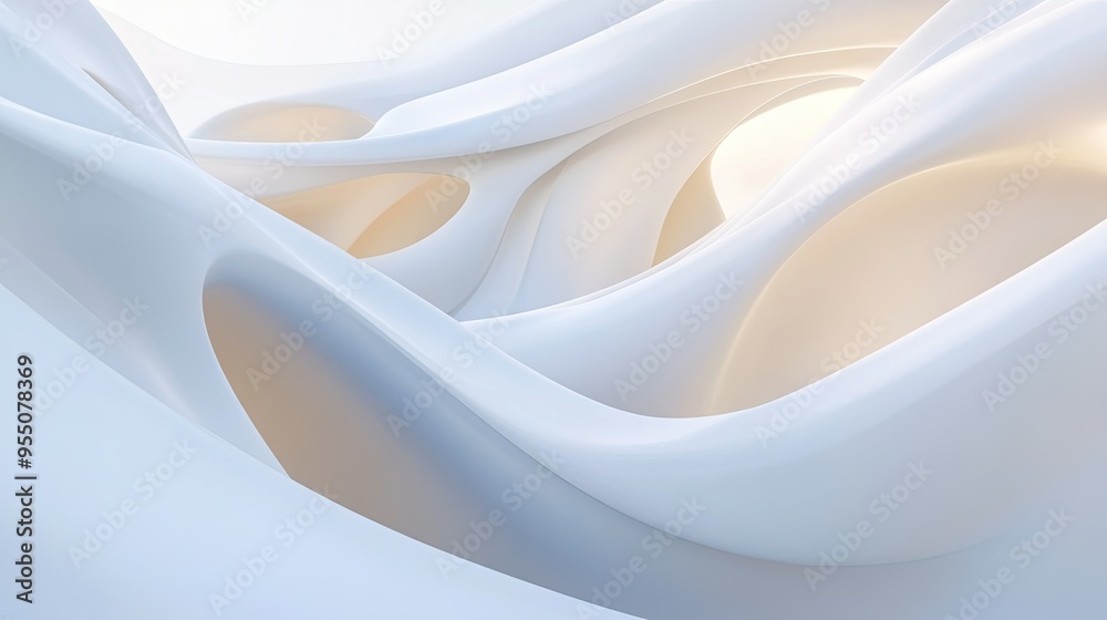 Poster clean and simple abstract white background with soft curves and smooth lines.