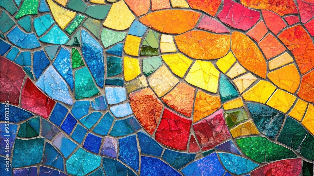 Poster abstract mosaic tile texture with vibrant colors and intricate patterns, perfect for dynamic backgro