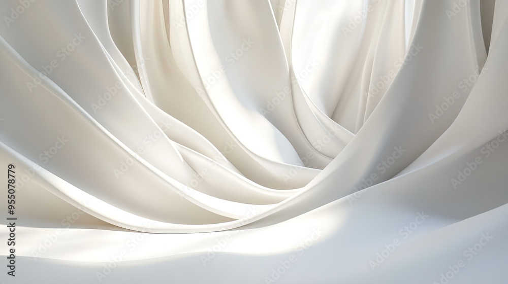 Poster minimalistic abstract white background with subtle light effects and soft shadows.