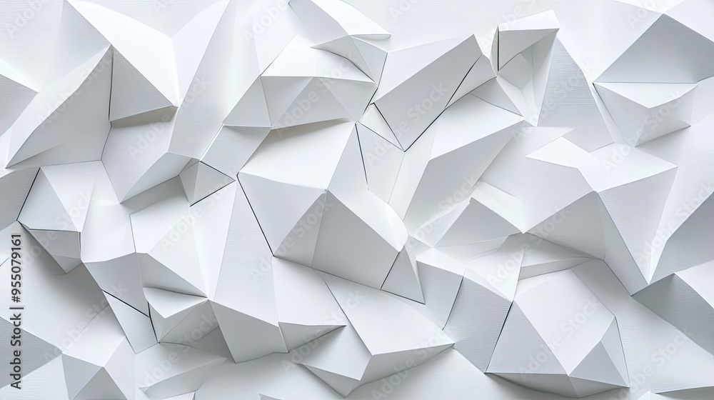 Poster white background with abstract geometric shapes, adding depth and visual interest.