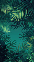 A Lush Embrace of Green: Palm Leaves Dance in a Tropical Dream