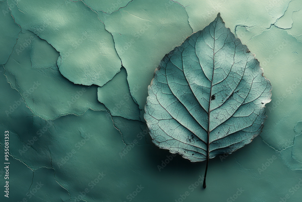 Aufkleber a close-up of a leaf disintegrating into ash at the edge of a nuclear blast, with delicate veins sti