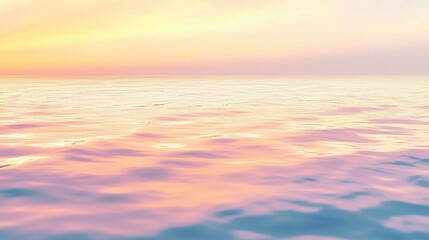 Fototapeta premium Calm water surface with gentle waves and reflections of a pastel sunset sky, offering a serene and peaceful setting