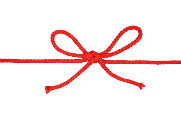 Knotted red rope isolated transparent
