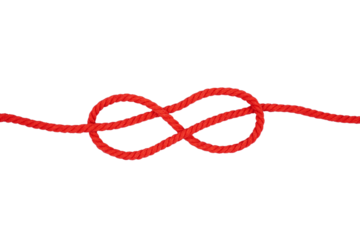 Knotted red rope isolated transparent