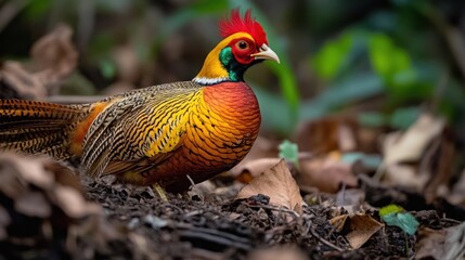 Fototapeta premium Golden Pheasant in its Natural Habitat
