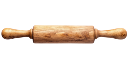 Wooden rolling pin for baking, kitchen tool, cooking utensil, rustic design, essential for pastry 