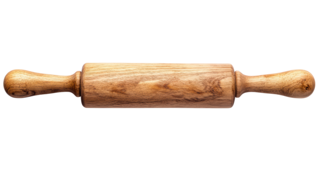 Wooden rolling pin for baking, kitchen tool, cooking utensil, rustic design, essential for pastry 