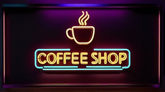 coffee shop logo depicted neon sign customizable color fonts ideal wall decorations cafes