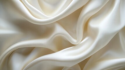 Obraz premium Close-up of smooth silk fabric texture in soft ivory, with subtle folds and a luxurious sheen
