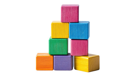 Colorful wooden blocks stacked in playful arrangement, perfect for childrens activities and educational purposes. 