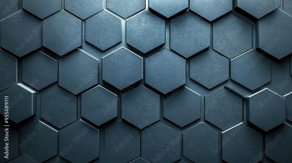 Poster elegant hexagonal tile pattern with subtle shading and gradients, creating a sophisticated and textu