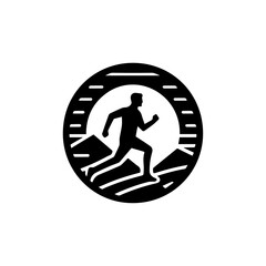 Running Logo Stock Illustration Black and White Icon Vector