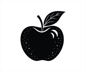 Apple fruit with leaf flat vector icon, apple silhouette 