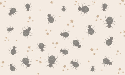 A whimsical and slightly eerie pattern set against a soft cream-coloured background